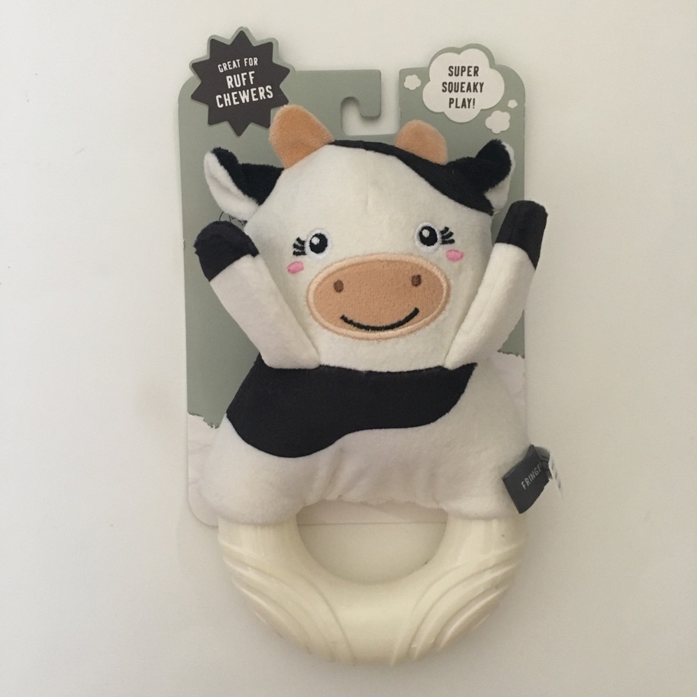 Dog Toy Chewer Cow Rip and Reveal Ruff Chewers Toy NEW | Fringe Black & White